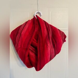 Cozy Chic Infinity Scarf Fuzzy Knit Ombre Stripe Cherry Red